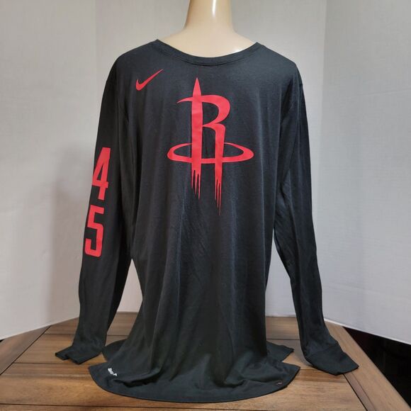 The Nike Tee Houston Rockets Long Sleeve Black - Size Small - Picture 1 of 4